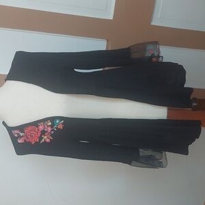 Joseph A Black Floral Embroidered Cardigan #0422K